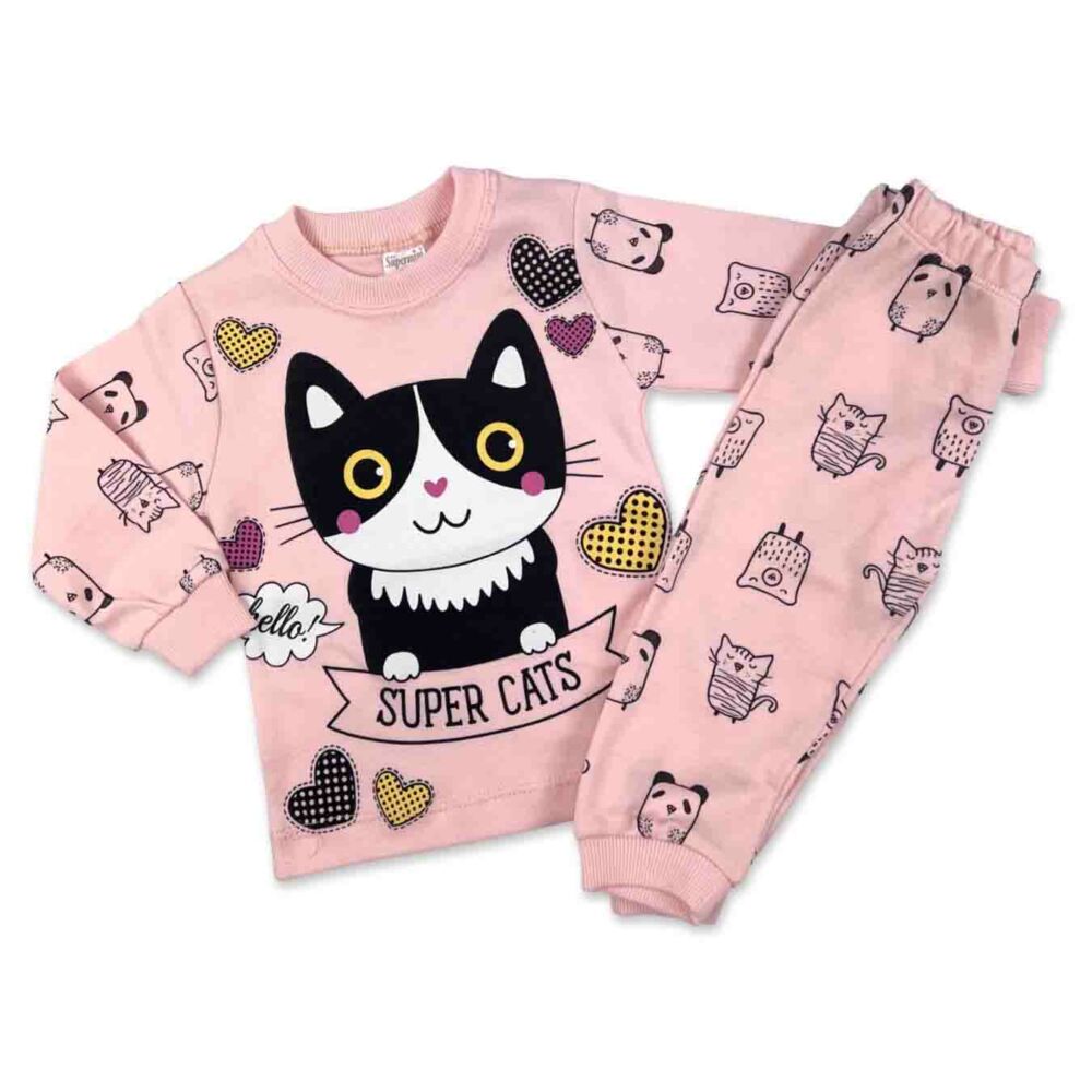 Kislány cicás pamut pizsama