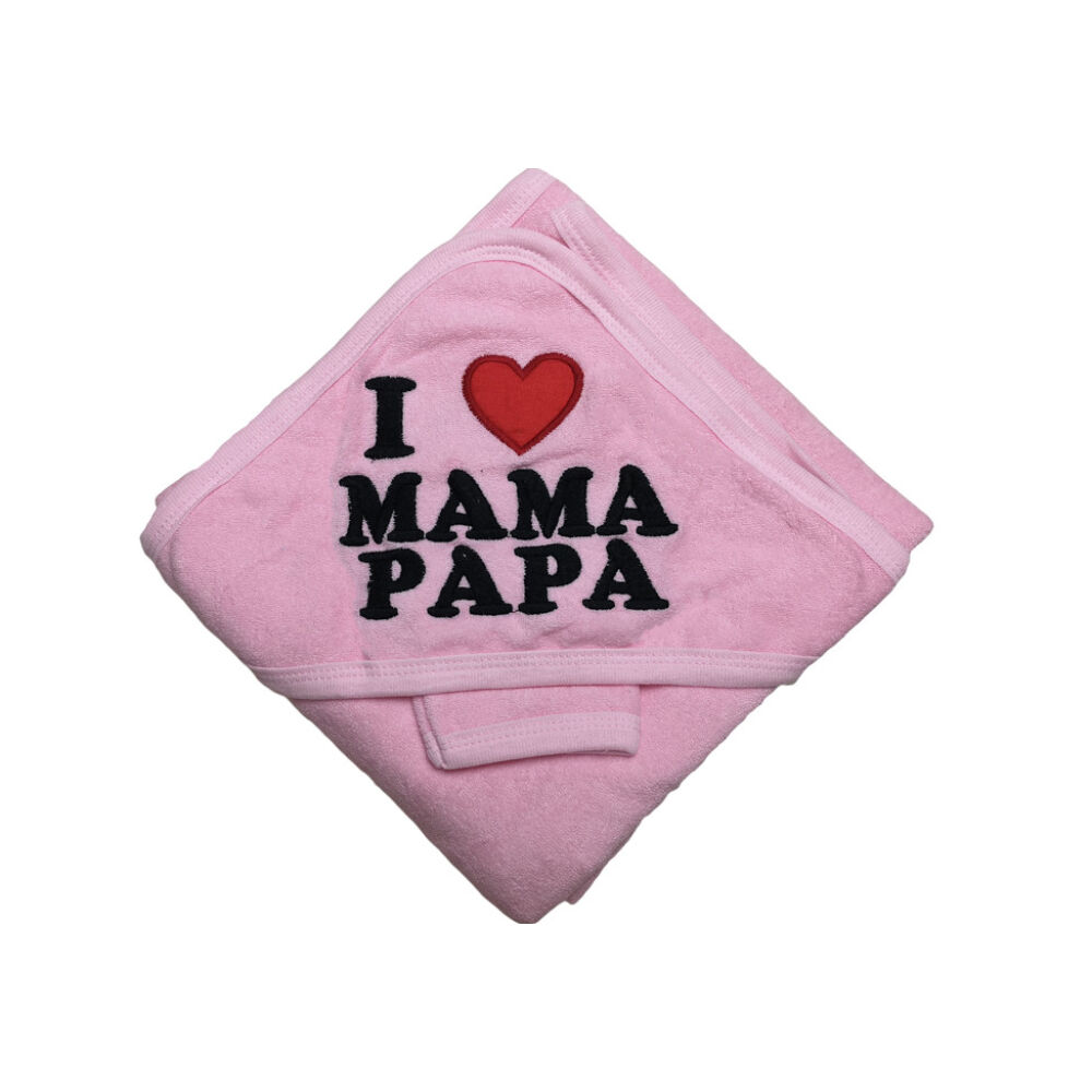 I Love Mama Papa fürdőlepedő (rózsaszín)
