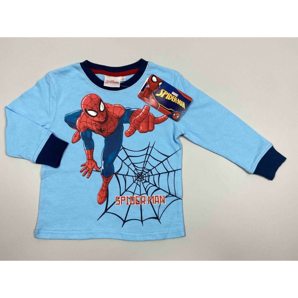 Kisfiú pamut világoskék felső pizsama Marvel Spiderman filmnyomott motívum és felirat
