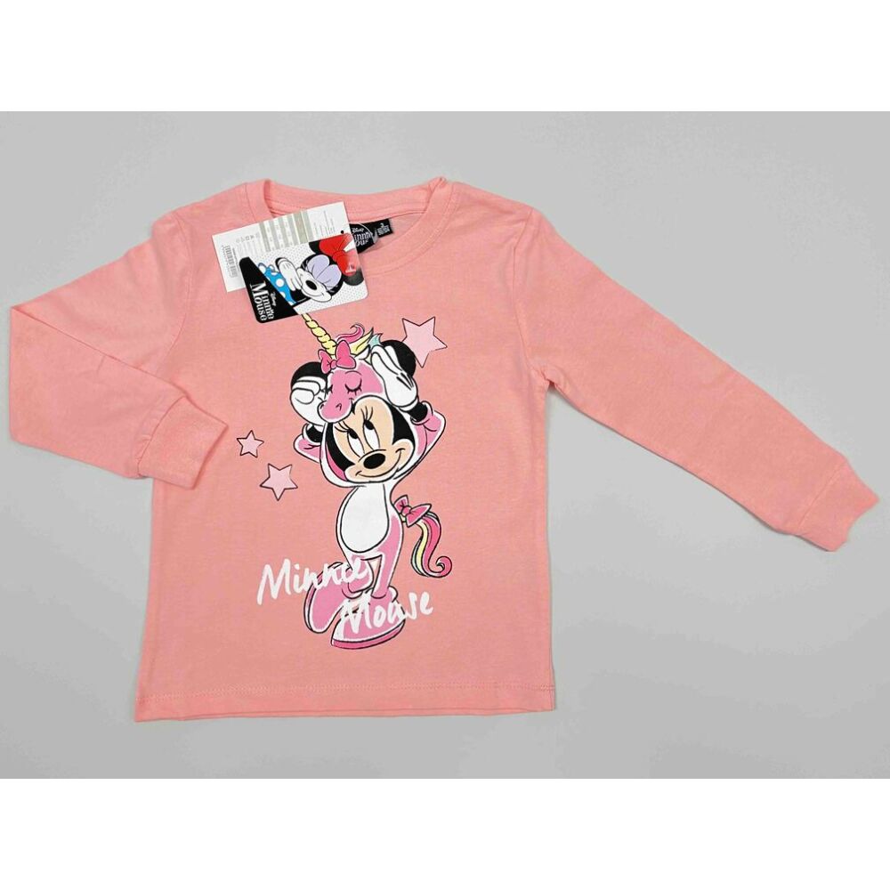 Kislány pamut barack színű felső pizsama Minnie filmnyomott motívummal 