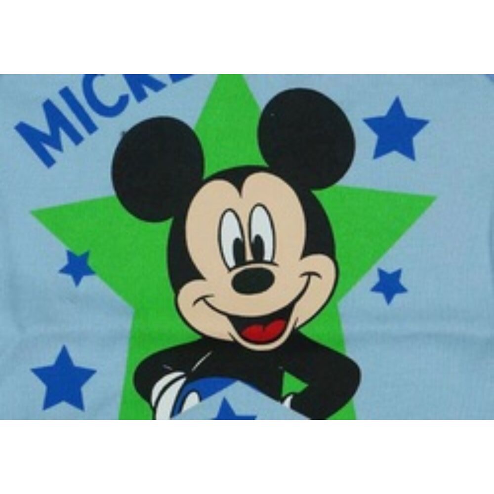 Disney ujjatlan pamut rugdalózóelején Mickey filmnyomott mintával és felírattal közeli kép