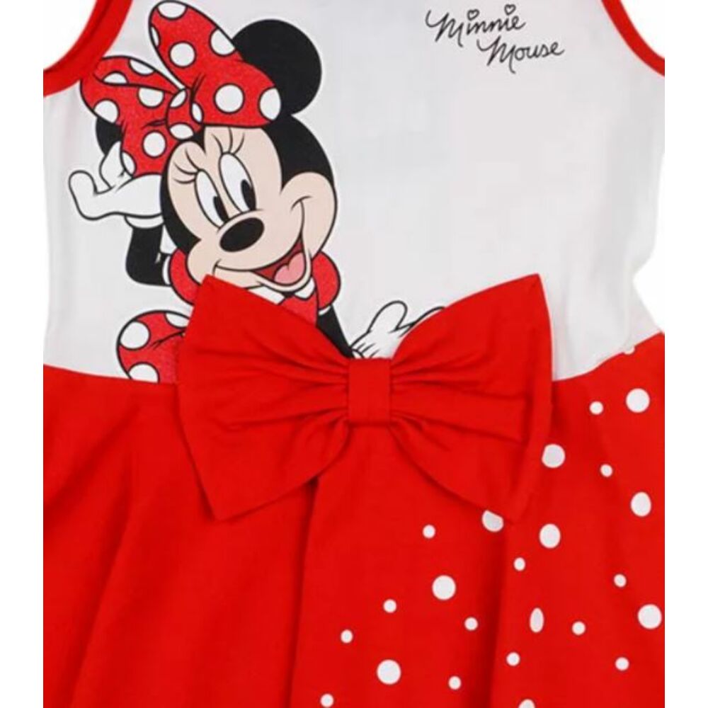 Disney Minnie masnis ujjatlan pamut lányka ruha piros közeli.