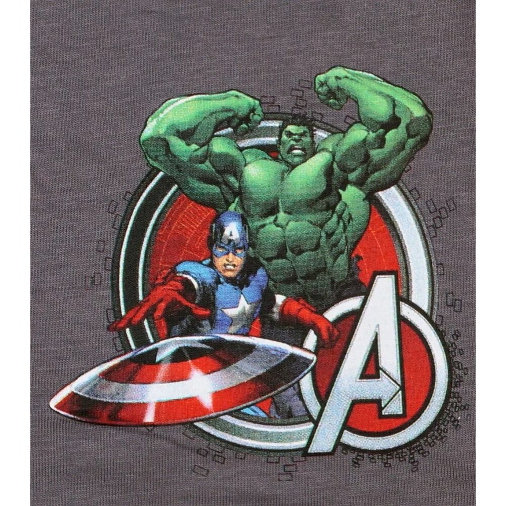 Marvel Bosszúállók kisfiú zsebes bermuda nadrág, Hulk és Amerika kapitány mintával közeli kép