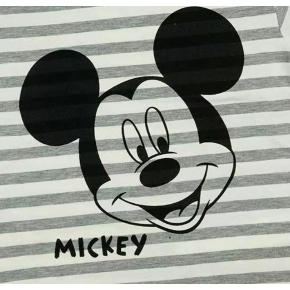 Mickey mintás rövid ujjú csíkos kisfiú pamut póló közeli.