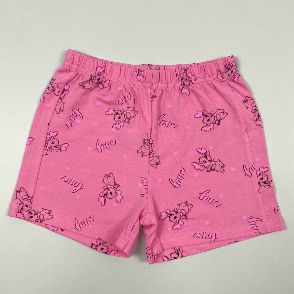 Kislány rózsaszín nyári rövid szett, filnyomott elefántos mintával nadrág