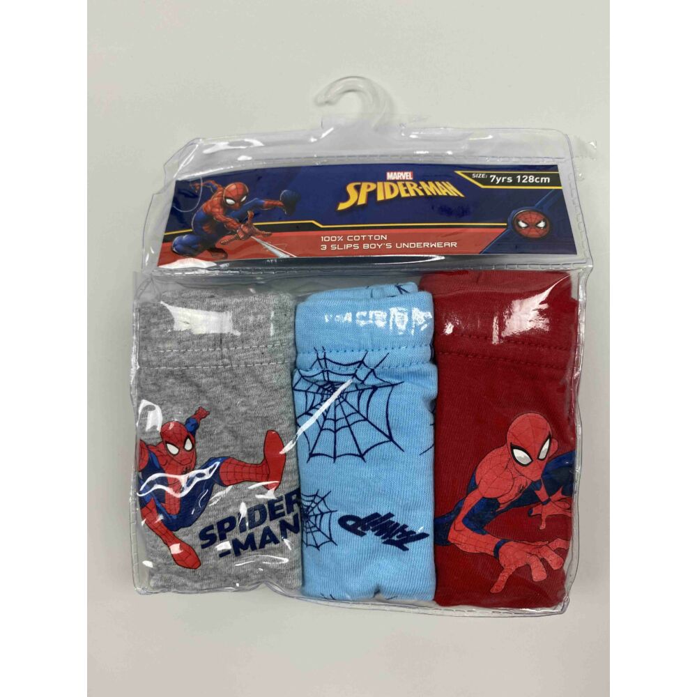 Kisfiú alsó bugyi három színben (piros, tükiz kék, szürke) pókemberes filmnyomott motívummal