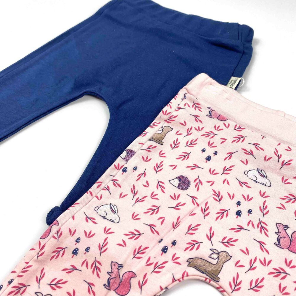 Kislány 2 darabos szett pamut nadrág kék és rózsaszín